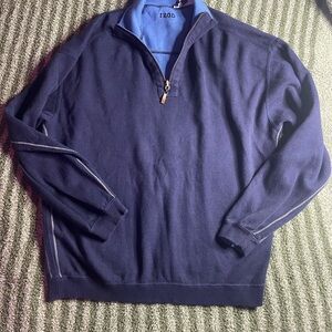Men's IZOD Navy Blue Quarter-Zip Sweater size M 100% cotton
